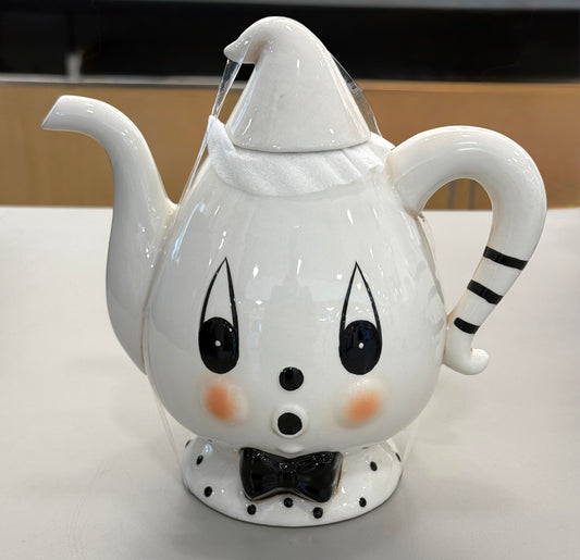 New Joanna Parker white ceramic Gus Halloween Teapot decor