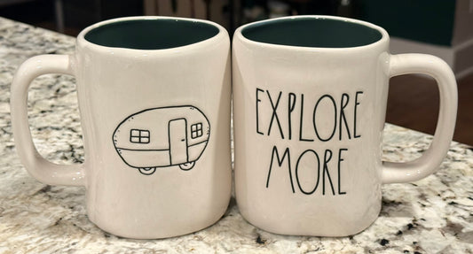 New Rae Dunn white ceramic coffee mug EXPLORE MORE
