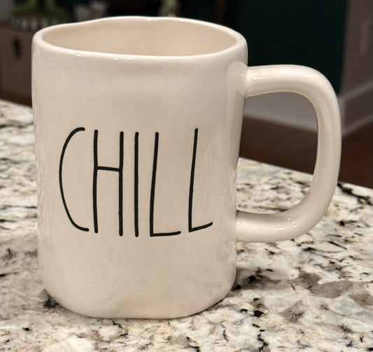 New Rae Dunn white  ceramic coffee mug CHILL