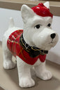 New 7.25x7.5 ceramic Christmas scottie dog terrier decor