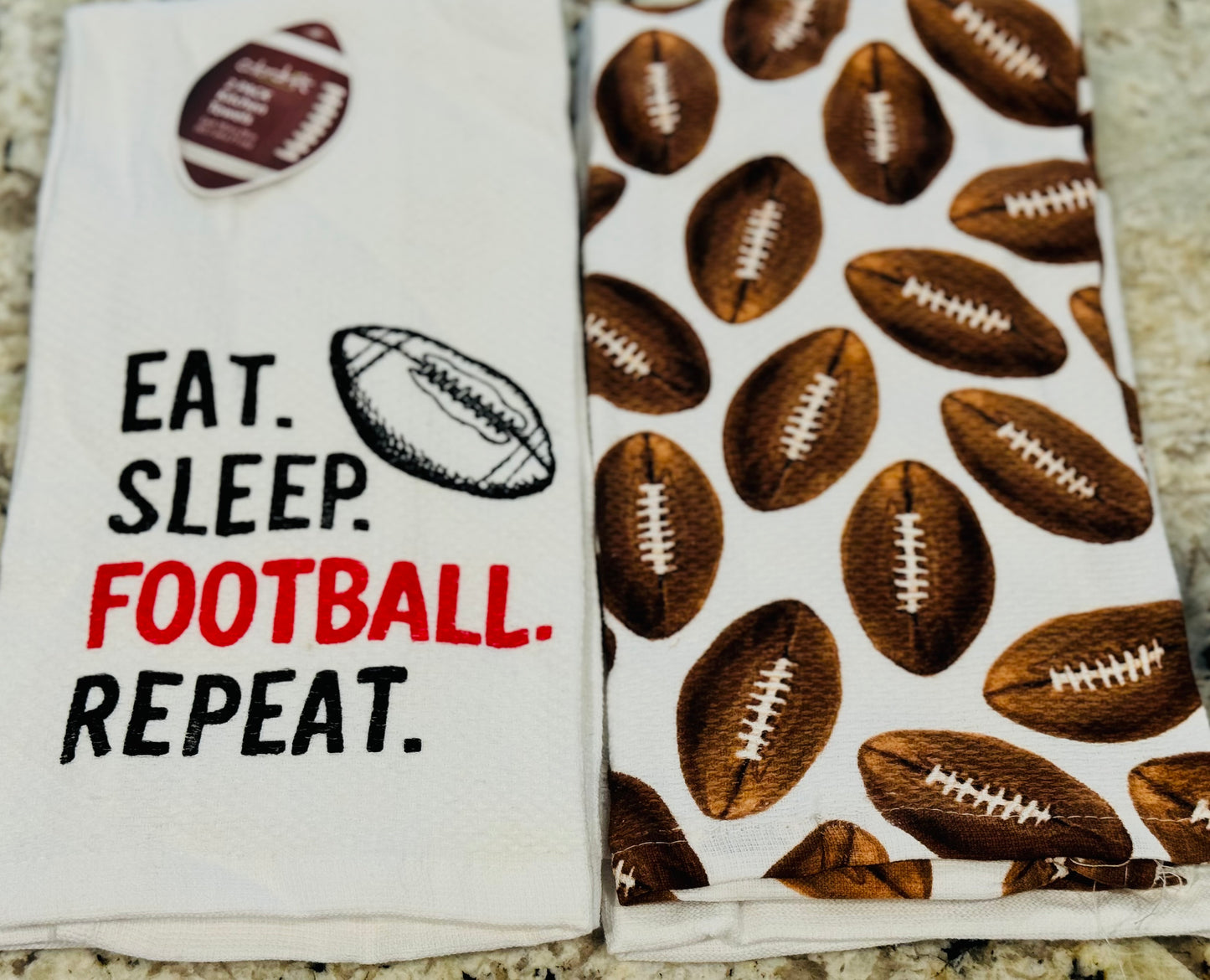 New 2-piece Kitchen fall Football 🏈 dish towel set EAT, SLEEP, FOOTBALL, REPEAT