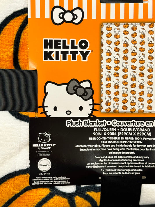 New Hello Kitty fall sitting pumpkin white FULL/QUEEN 90x90 size blanket