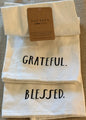 New Rae Dunn 2-piece  kitchen dish towel set GRATEFUL & BLESSED.