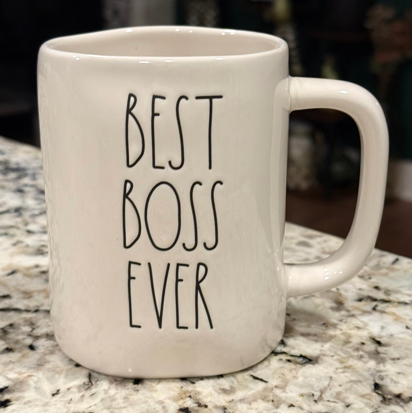 New Rae Dunn white  ceramic coffee mug BEST BOSS EVER