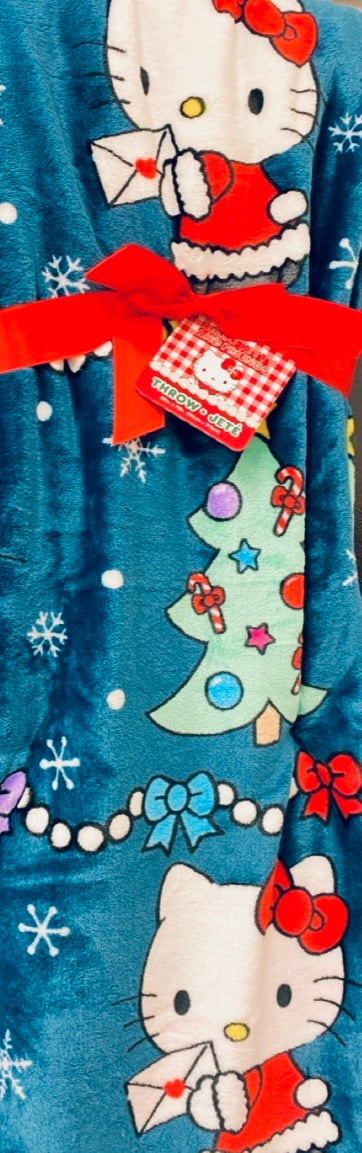 New Hello Kitty blue Christmas throw blanket 60x70