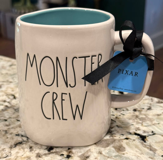 New Rae Dunn x Pixar’s Monsters Inc. white ceramic coffee mug MONSTER CREW