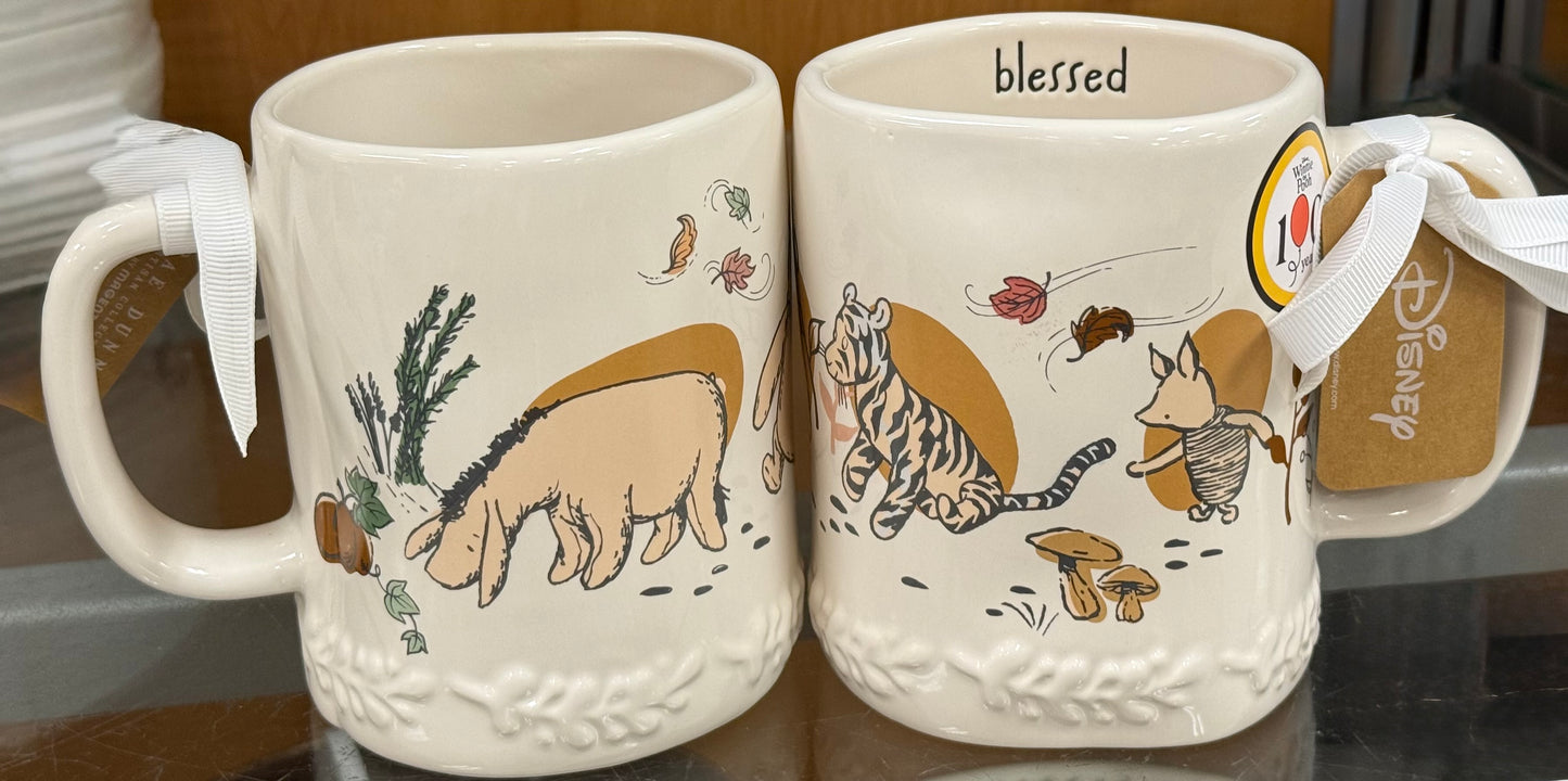 New Rae Dunn x Winnie the Pooh vintage look ceramic coffee mug BLESSED