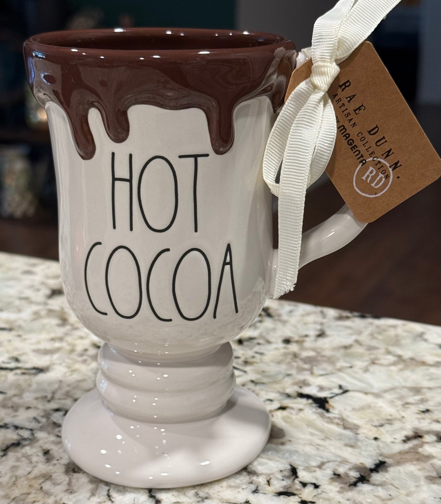 New Rae Dunn white drip ceramic HOT COCOA mug