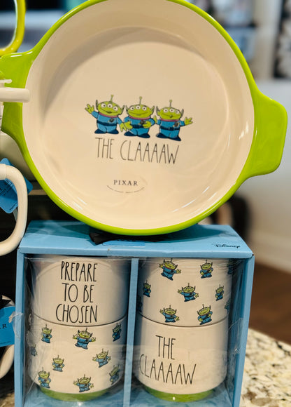 THE CLAAAW 👽 New Rae Dunn 7- piece ceramic display decor lot 3 mugs, ramekin box set, baking dish, mini dish, baby canister PREPARE TO BE CHOSEN