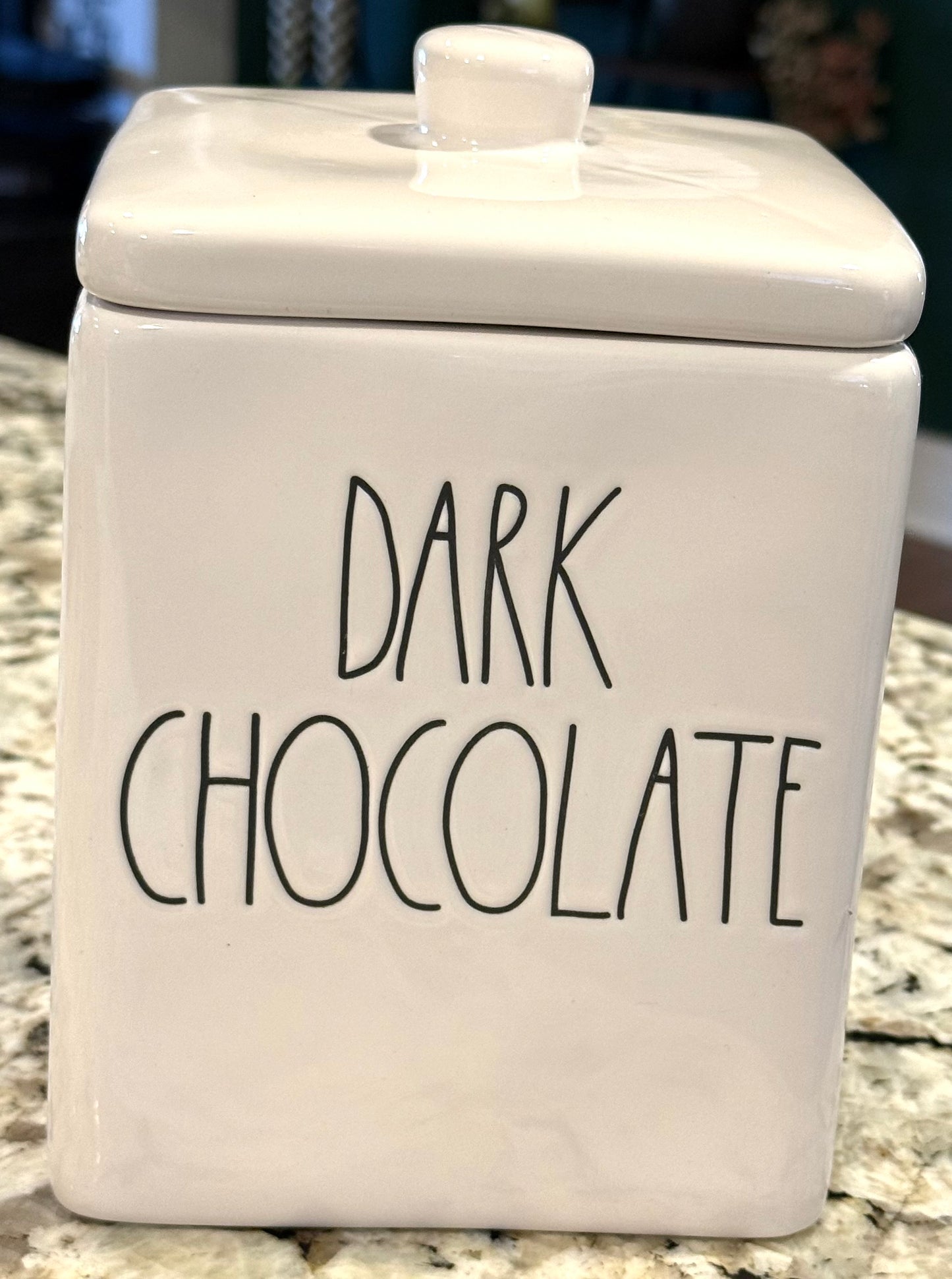 New Rae Dunn ceramic square 6.5” storage canister DARK CHOCOLATE