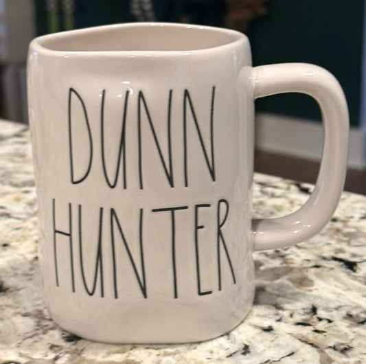 New Rae Dunn white ceramic coffee mug DUNN HUNTER