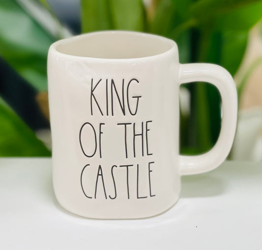 New Rae Dunn white ceramic coffee mug KING OF THE CASTLE