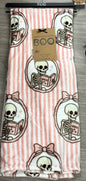 New pink striped reading skeleton throw blanket Halloween decor 50x70