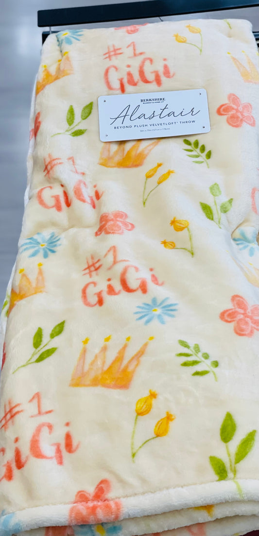 New Alastair velvet plush yellow floral throw blanket #1 Gigi 50x70