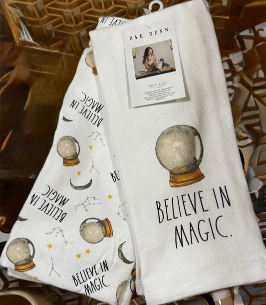 New Rae Dunn Halloween kitchen dish towel BELIEVE IN MAGIC (3)