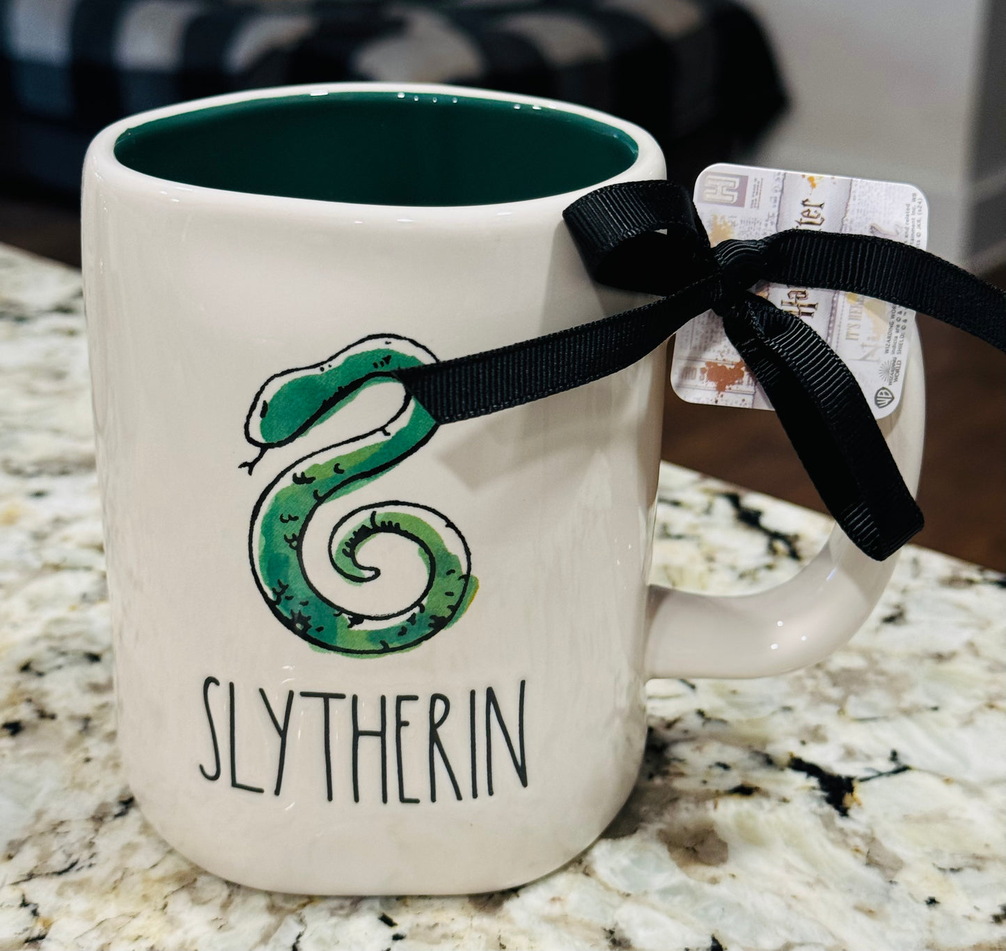 New Rae Dunn x HARRY POTTER white ceramic coffee mug SLYTHERINE