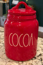 New Rae Dunn red ceramic COCOA Christmas canister 6”
