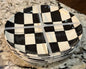 New black and white check 4-piece melamine dessert 6.75” plate set