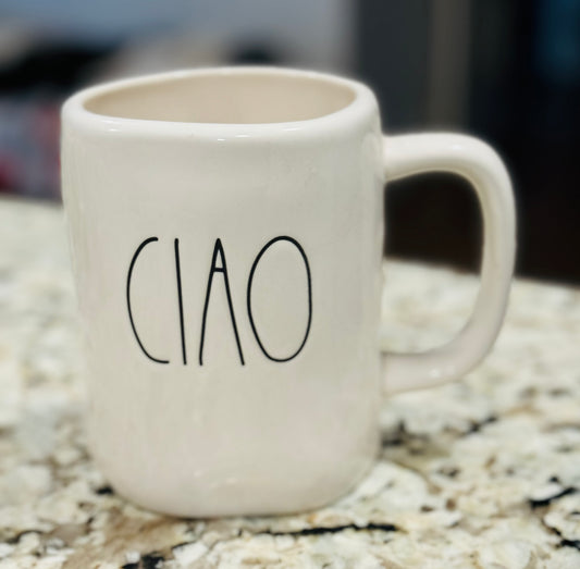 New Rae Dunn white ceramic coffee mug CIAO