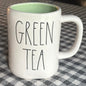 New Rae Dunn white ceramic coffee mug GREEN TEA