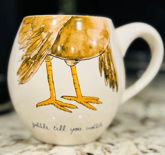 New Rae Dunn fall display ceramic Thanksgiving coffee mug GOBBLE TIL YOU WOBBLE