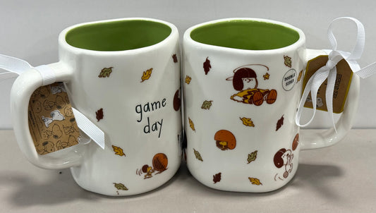 New Rae Dunn x Peanuts ceramic snoopy football mug GAME DAY