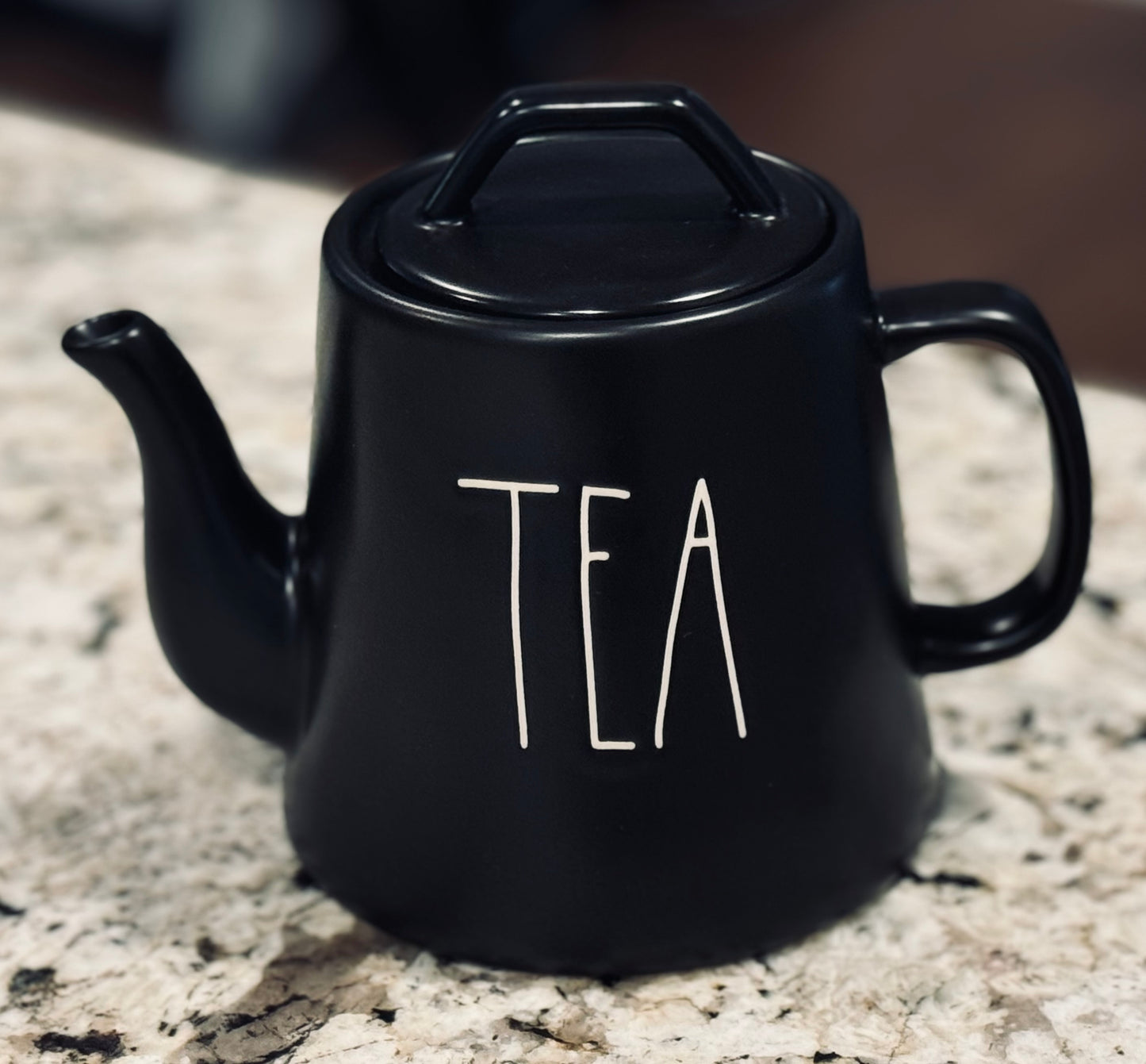 New Rae Dunn black ceramic TEA teapot