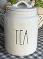 New Rae Dunn white ceramic 8x5” TEA storage canister