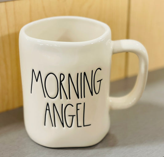 New Rae Dunn white ceramic coffee mug MORNING ANGEL