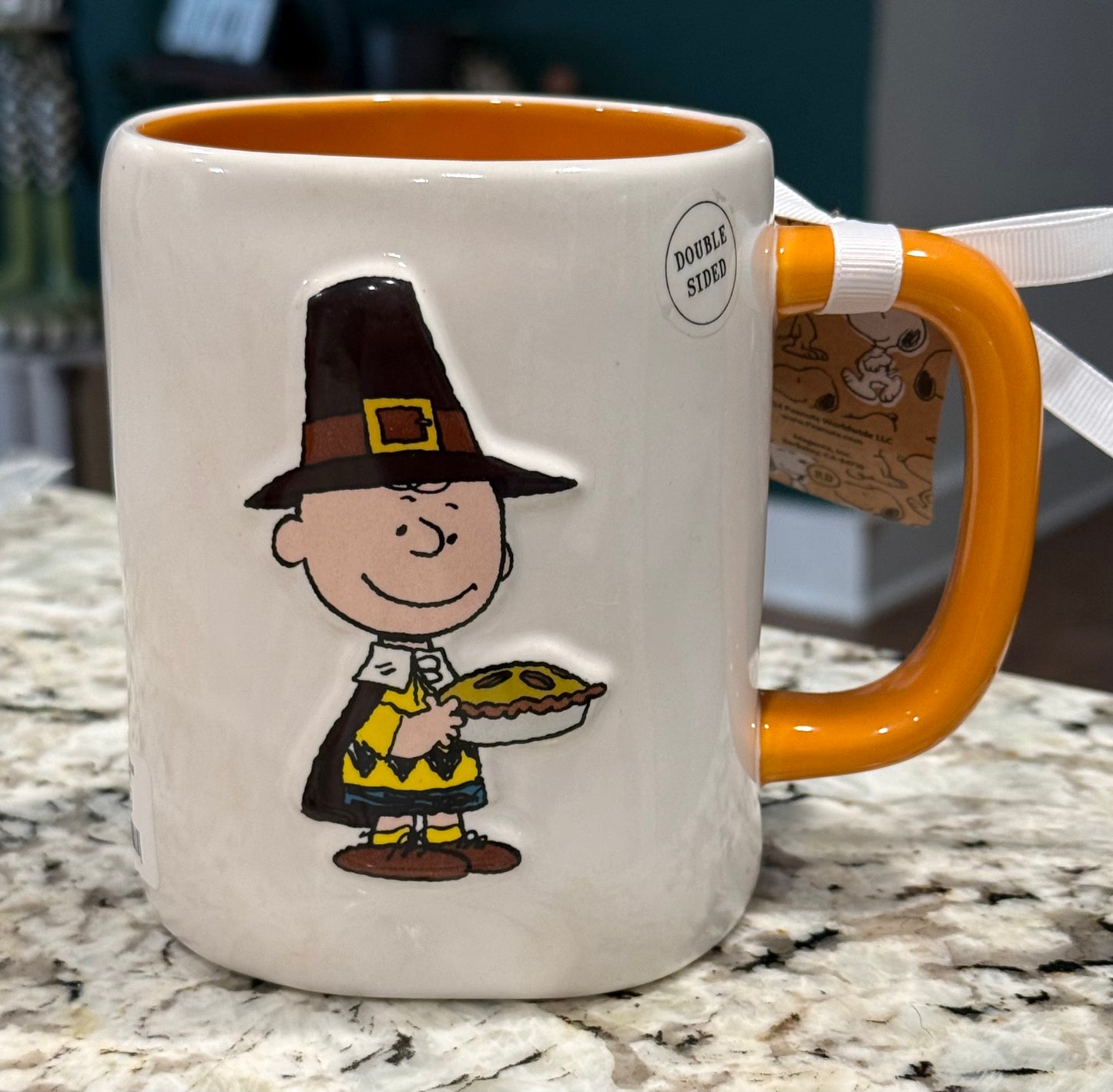 New Rae Dunn x Peanuts Snoopy ceramic Fall coffee mug GIVE THANKS