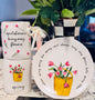 New Rae Dunn 3-piece ceramic April Showers Bring May Flowers 🌺 Spring set 2 mugs & plate