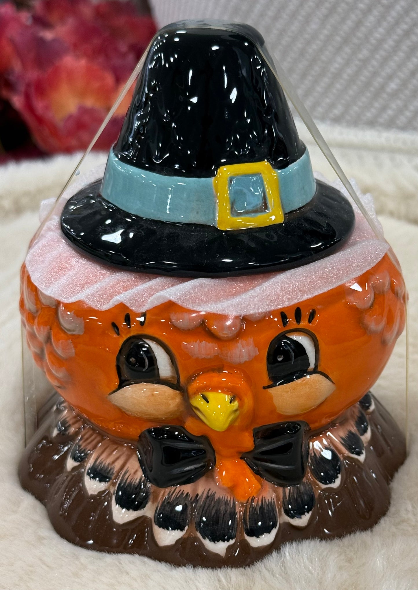 New Joanna Parker ceramic fall 5” trinket jar TURKEY
