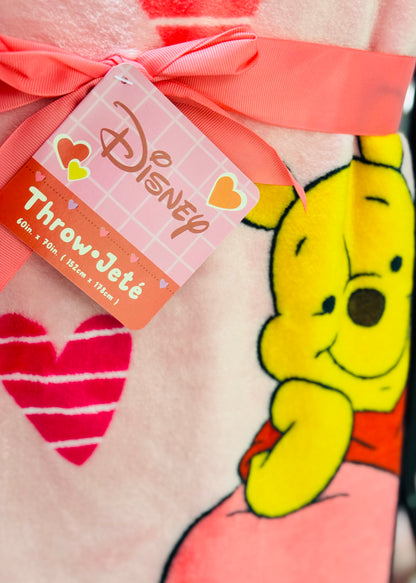 New pink heart Winnie the Pooh Valentines Day throw blanket 50x70