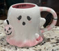 New pink and white ceramic girly pumpkin bucket Halloween ghost mug