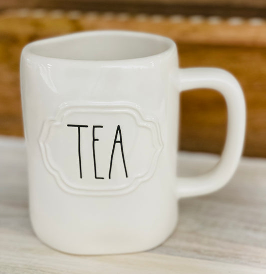 New Rae Dunn white ceramic mug TEA