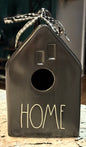 New Rae Dunn black ceramic house HOME birdhouse 8”