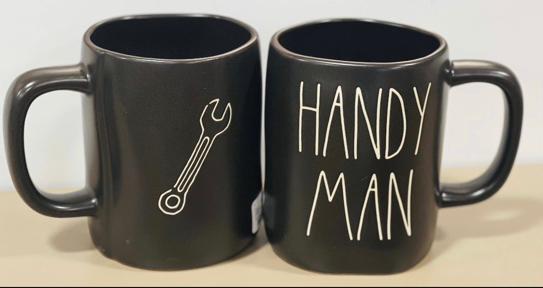 New Rae Dunn black ceramic coffee mug HANDY MAN
