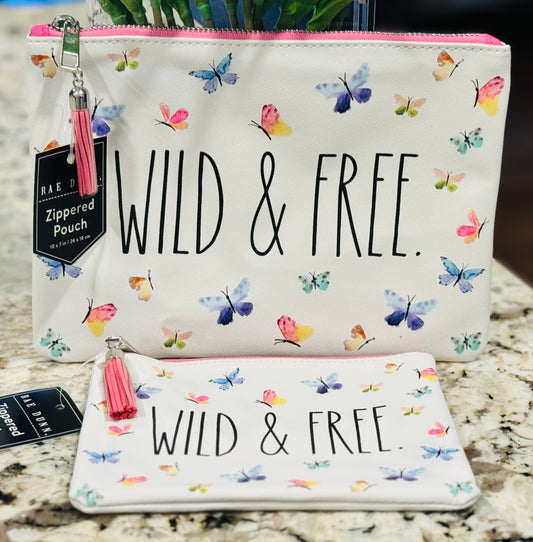 New Rae Dunn 2-piece butterfly print Travel set WILD AND FREE