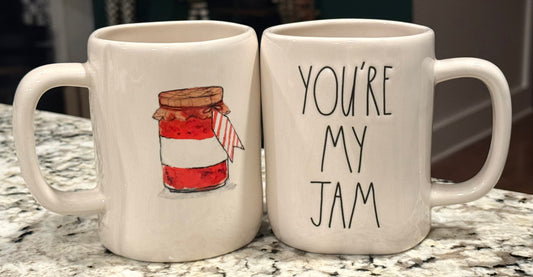 New Rae Dunn white ceramic coffee mug YOU’RE MY JAM