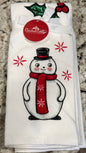 New Joanna Parker ceramic 2-piece snowman Christmas dish towel set