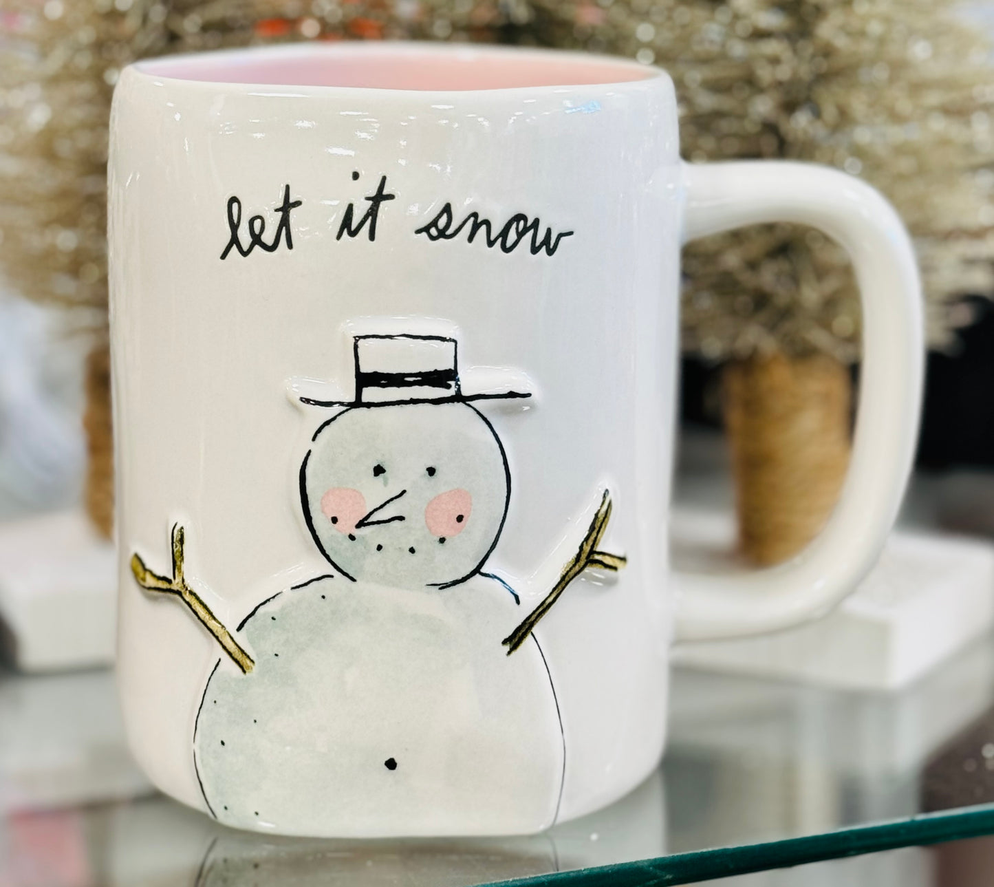 New Rae Dunn white ceramic Christmas coffee mug LET IT SNOW