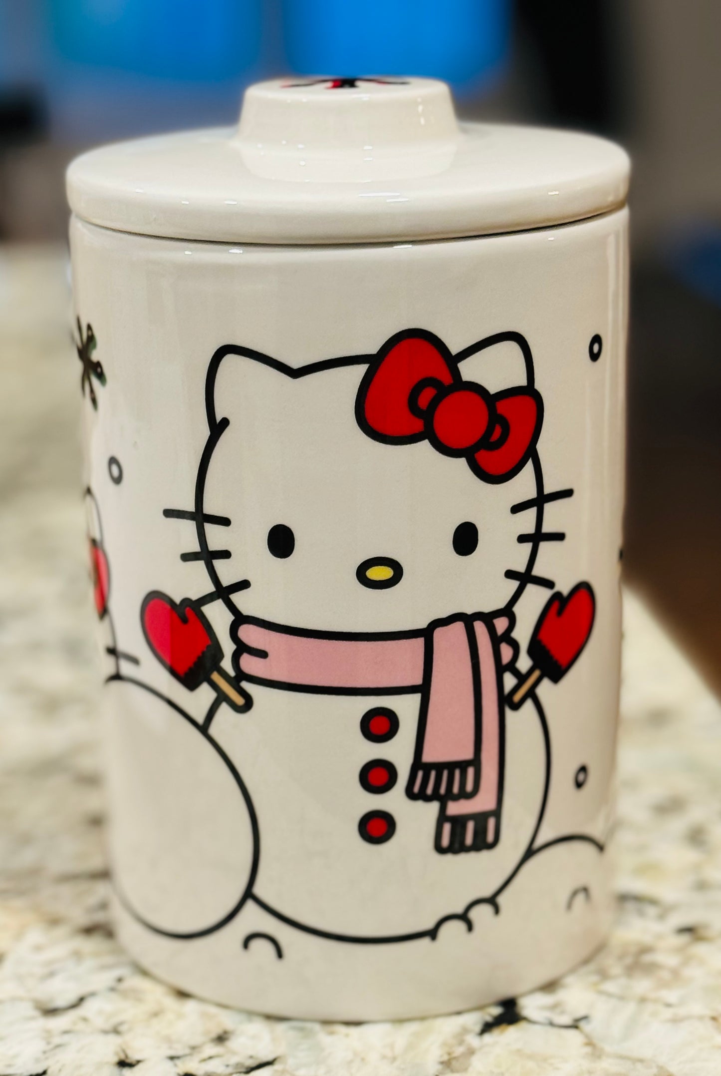 New Hello Kitty Christmas 8x5.25 ceramic storage container Snowkitty