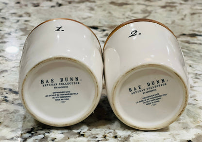 Rae Dunn white ceramic hard to find Numbers line 1-2 cellar set