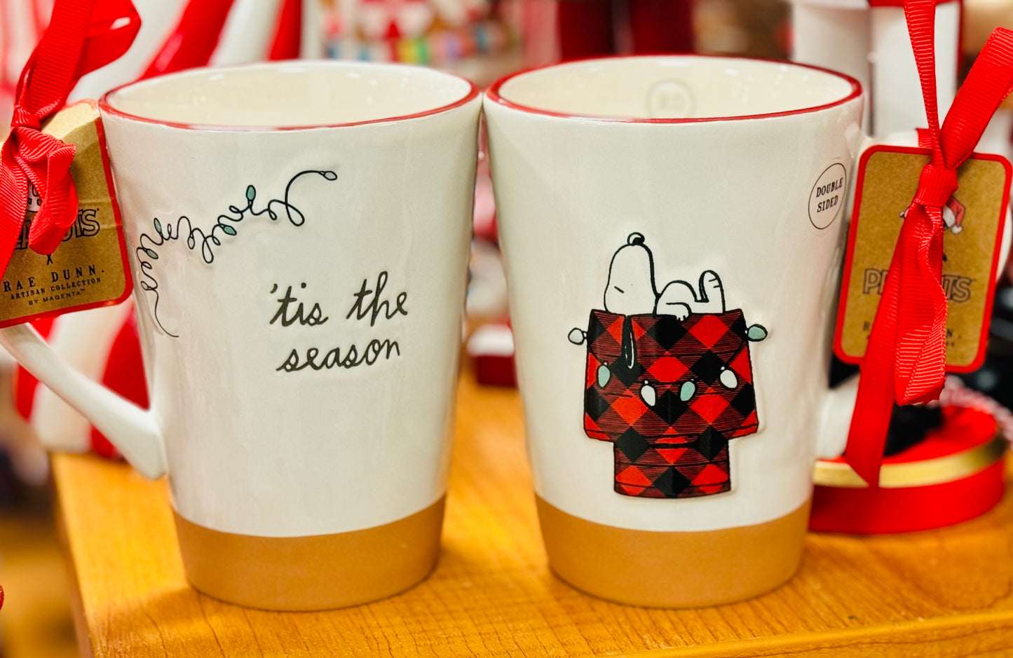 New Rae Dunn x Peanuts Snoopy ceramic coffee mug TIS THE SEASON