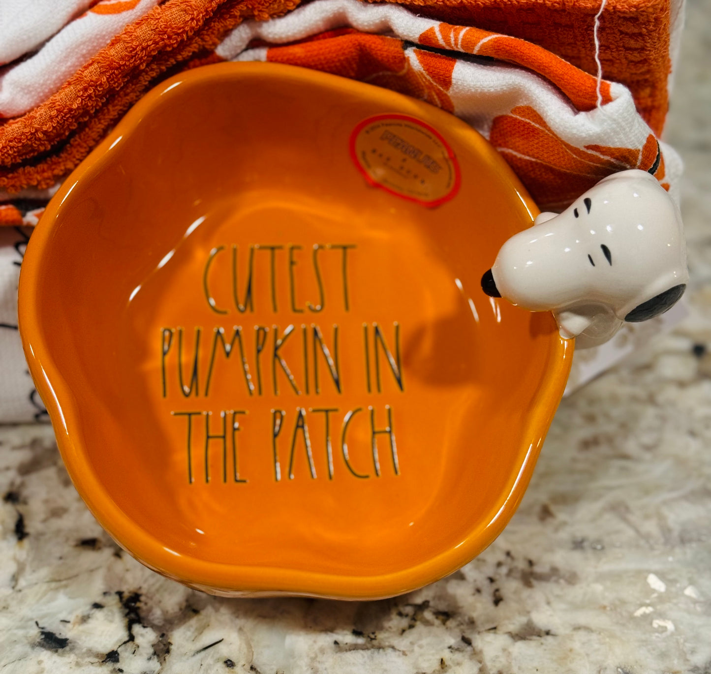 New Rae Dunn x Peanuts Snoopy serving bowl CUTEST PUMPKIN IN THE PATCH