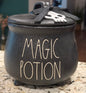 New Rae Dunn black ceramic Halloween MAGIC POTION caldron canister