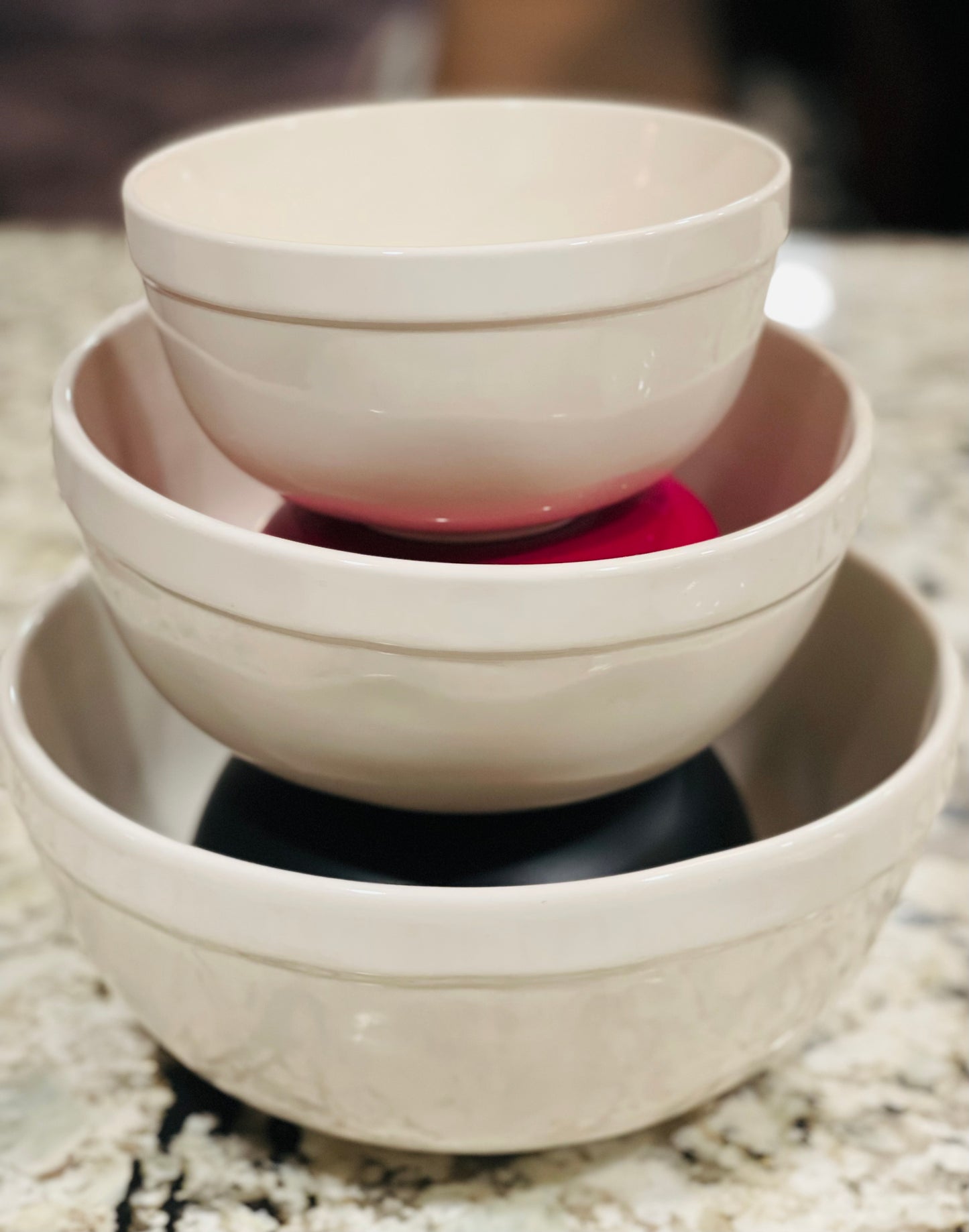 Rae Dunn white ceramic hard to find Numbers line 1-3 first release mixing bowl set set.