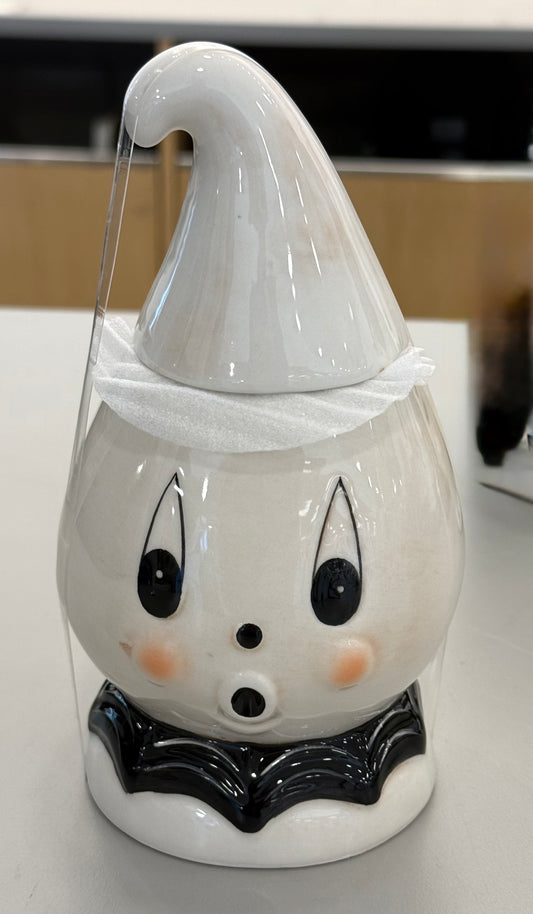 New Joanna Parker white ceramic Gus 6” Halloween canister decor
