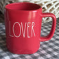 New Rae Dunn matte red ceramic coffee mug LOVER