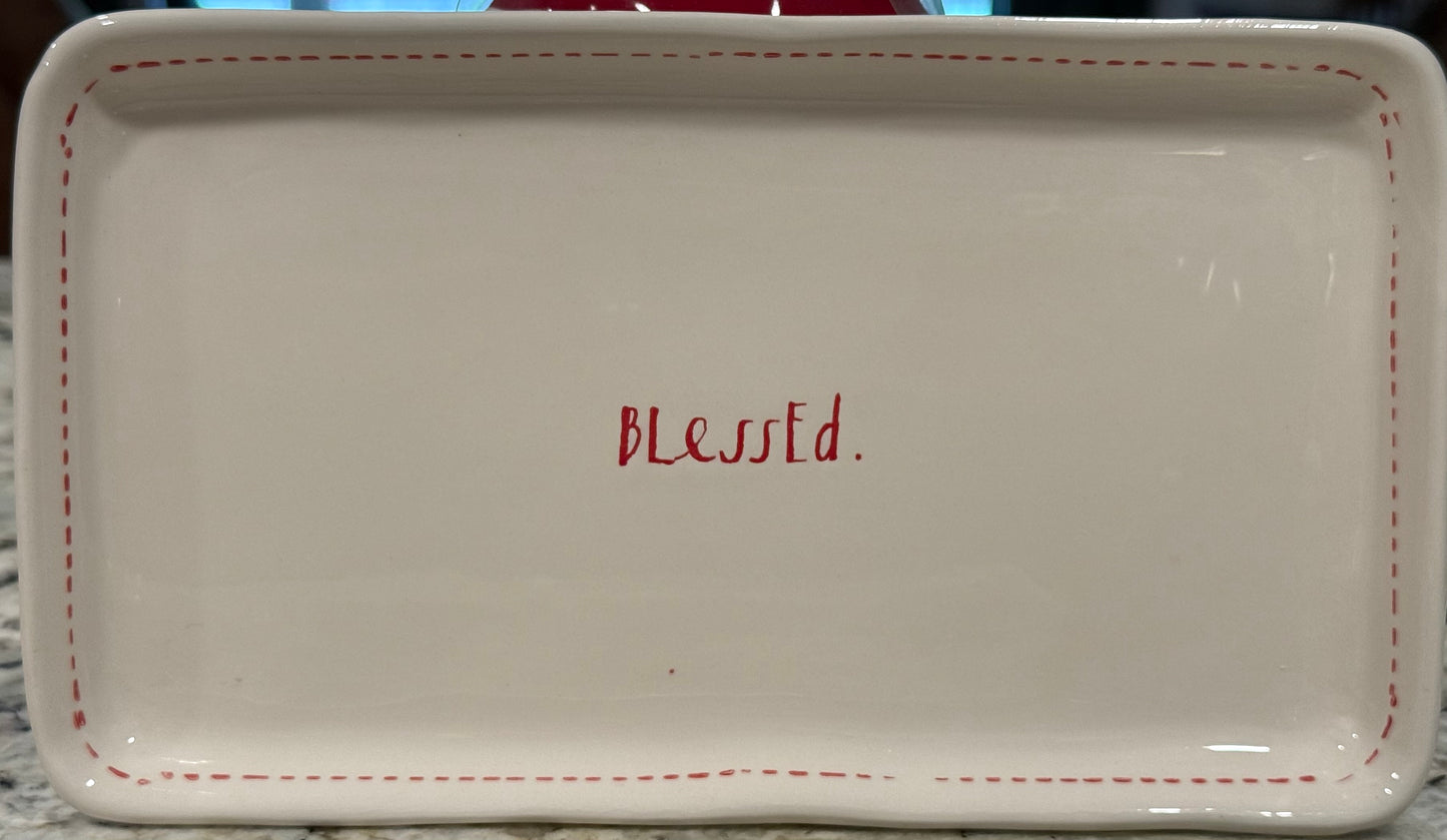 New white ceramic Rae Dunn  decor tray 10x5 BLESSED